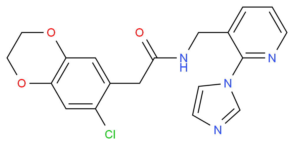 2-(7-chloro-2,3-dihydro-1,4-benzodioxin-6-yl)-N-{[2-(1H-imidazol-1-yl)pyridin-3-yl]methyl}acetamide_分子结构_CAS_)