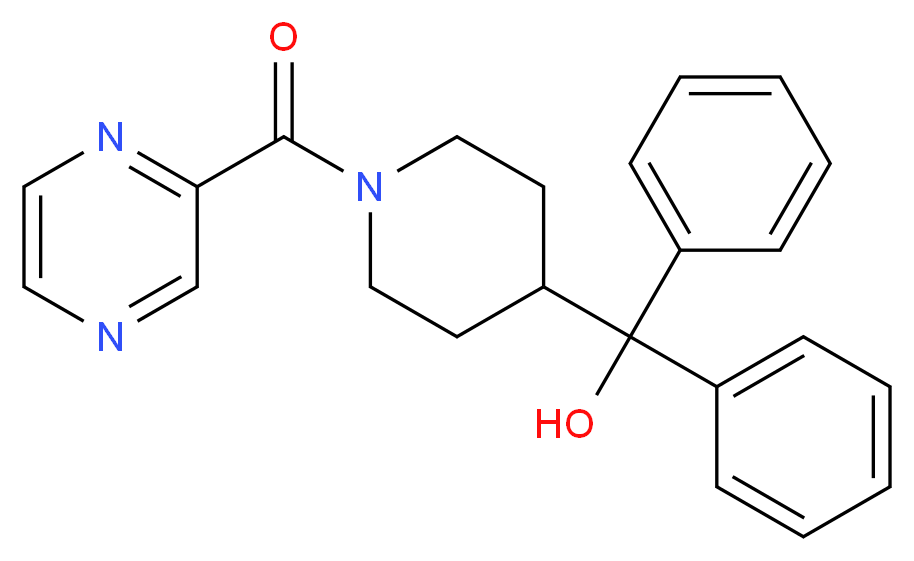 diphenyl[1-(2-pyrazinylcarbonyl)-4-piperidinyl]methanol_分子结构_CAS_)