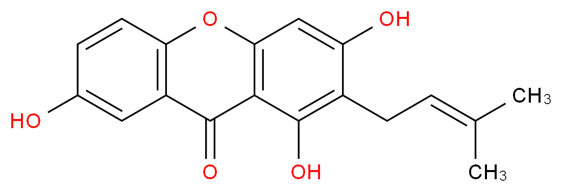 1,3,7-trihydroxy-2-(3-methylbut-2-en-1-yl)-9H-xanthen-9-one_分子结构_CAS_20245-39-0