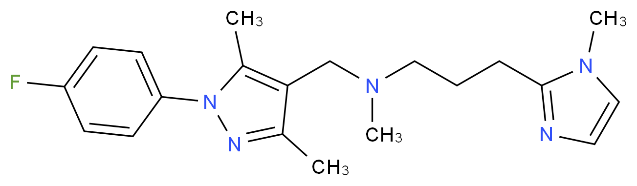 N-{[1-(4-fluorophenyl)-3,5-dimethyl-1H-pyrazol-4-yl]methyl}-N-methyl-3-(1-methyl-1H-imidazol-2-yl)propan-1-amine_分子结构_CAS_)