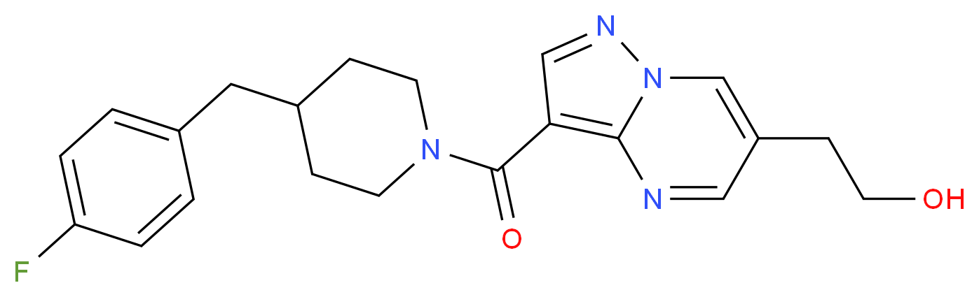 2-(3-{[4-(4-fluorobenzyl)-1-piperidinyl]carbonyl}pyrazolo[1,5-a]pyrimidin-6-yl)ethanol_分子结构_CAS_)