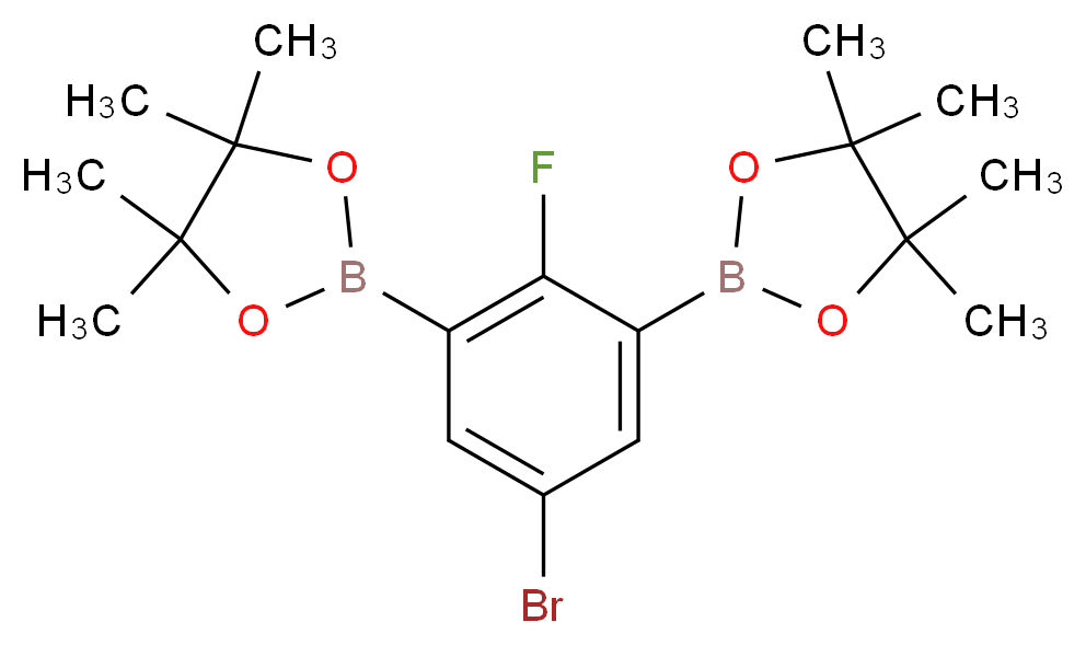 2-[5-bromo-2-fluoro-3-(tetramethyl-1,3,2-dioxaborolan-2-yl)phenyl]-4,4,5,5-tetramethyl-1,3,2-dioxaborolane_分子结构_CAS_942069-49-0