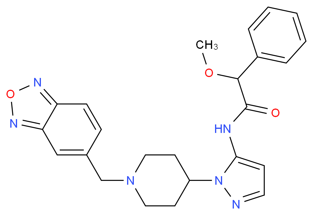N-{1-[1-(2,1,3-benzoxadiazol-5-ylmethyl)-4-piperidinyl]-1H-pyrazol-5-yl}-2-methoxy-2-phenylacetamide_分子结构_CAS_)