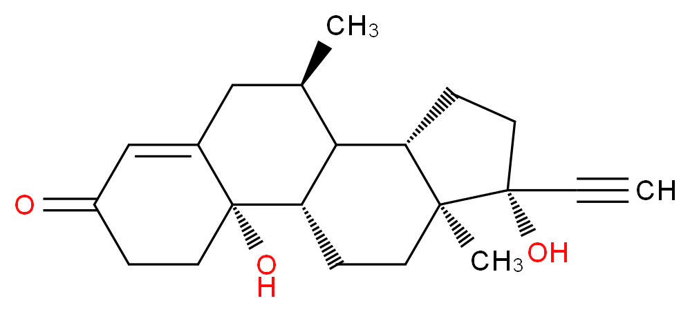 (1S,2S,9R,10S,11S,14R,15S)-14-ethynyl-2,14-dihydroxy-9,15-dimethyltetracyclo[8.7.0.0<sup>2</sup>,<sup>7</sup>.0<sup>1</sup><sup>1</sup>,<sup>1</sup><sup>5</sup>]heptadec-6-en-5-one_分子结构_CAS_105186-35-4