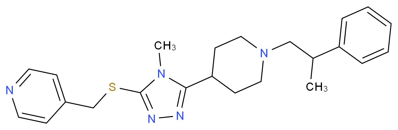 4-[({4-methyl-5-[1-(2-phenylpropyl)-4-piperidinyl]-4H-1,2,4-triazol-3-yl}thio)methyl]pyridine_分子结构_CAS_)