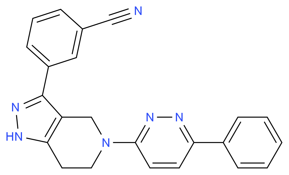 3-[5-(6-phenylpyridazin-3-yl)-4,5,6,7-tetrahydro-1H-pyrazolo[4,3-c]pyridin-3-yl]benzonitrile_分子结构_CAS_)