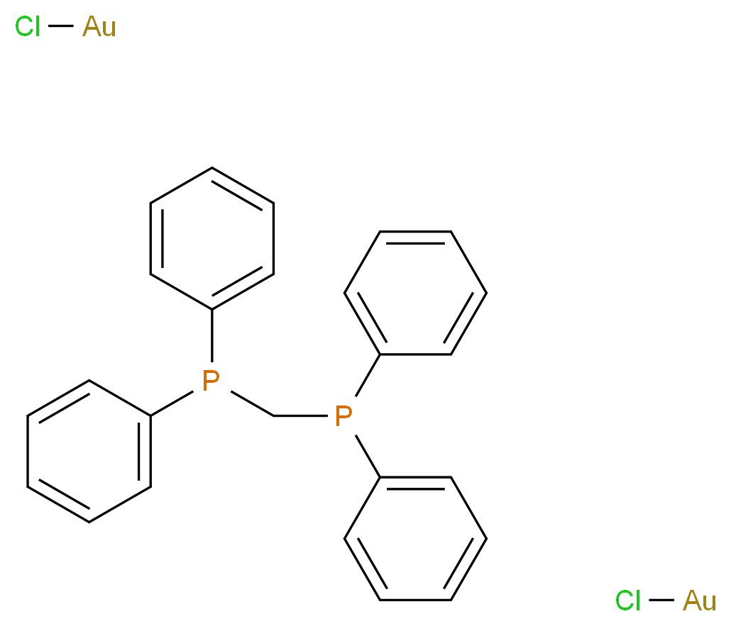 [(diphenylphosphanyl)methyl]diphenylphosphane; bis(chlorogold)_分子结构_CAS_37095-27-5