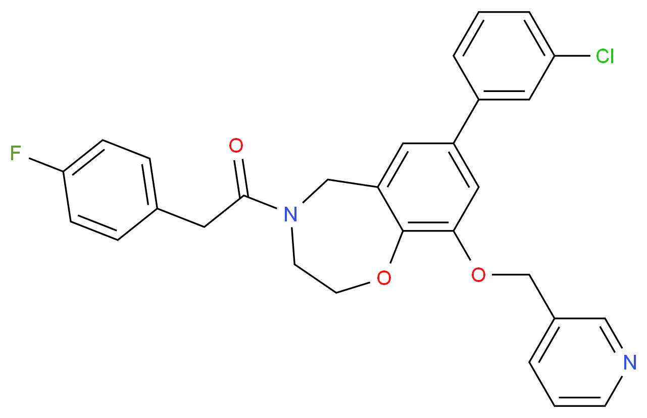 7-(3-chlorophenyl)-4-[(4-fluorophenyl)acetyl]-9-(3-pyridinylmethoxy)-2,3,4,5-tetrahydro-1,4-benzoxazepine_分子结构_CAS_)