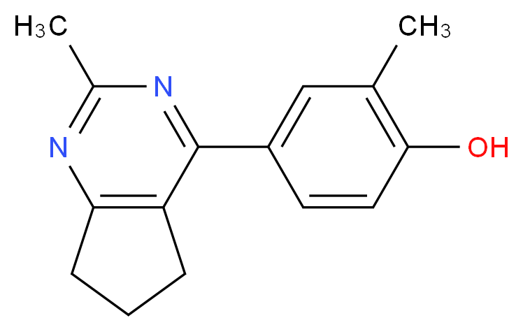 2-methyl-4-(2-methyl-6,7-dihydro-5H-cyclopenta[d]pyrimidin-4-yl)phenol_分子结构_CAS_)