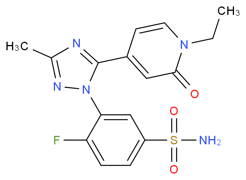 3-[5-(1-ethyl-2-oxo-1,2-dihydropyridin-4-yl)-3-methyl-1H-1,2,4-triazol-1-yl]-4-fluorobenzenesulfonamide_分子结构_CAS_)