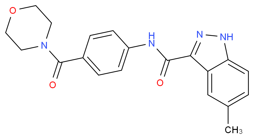 5-methyl-N-[4-(4-morpholinylcarbonyl)phenyl]-1H-indazole-3-carboxamide_分子结构_CAS_)