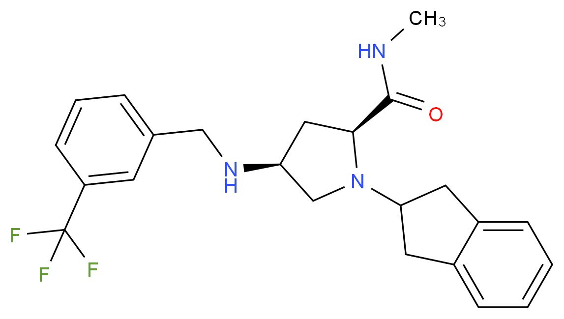 (4S)-1-(2,3-dihydro-1H-inden-2-yl)-N-methyl-4-{[3-(trifluoromethyl)benzyl]amino}-L-prolinamide_分子结构_CAS_)