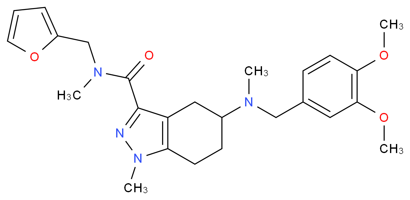5-[(3,4-dimethoxybenzyl)(methyl)amino]-N-(2-furylmethyl)-N,1-dimethyl-4,5,6,7-tetrahydro-1H-indazole-3-carboxamide_分子结构_CAS_)