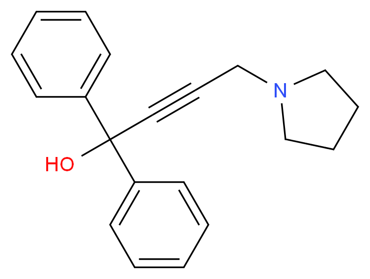 1,1-diphenyl-4-(pyrrolidin-1-yl)but-2-yn-1-ol_分子结构_CAS_968-63-8