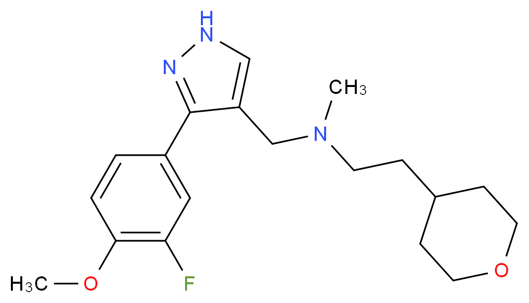 N-{[3-(3-fluoro-4-methoxyphenyl)-1H-pyrazol-4-yl]methyl}-N-methyl-2-(tetrahydro-2H-pyran-4-yl)ethanamine_分子结构_CAS_)