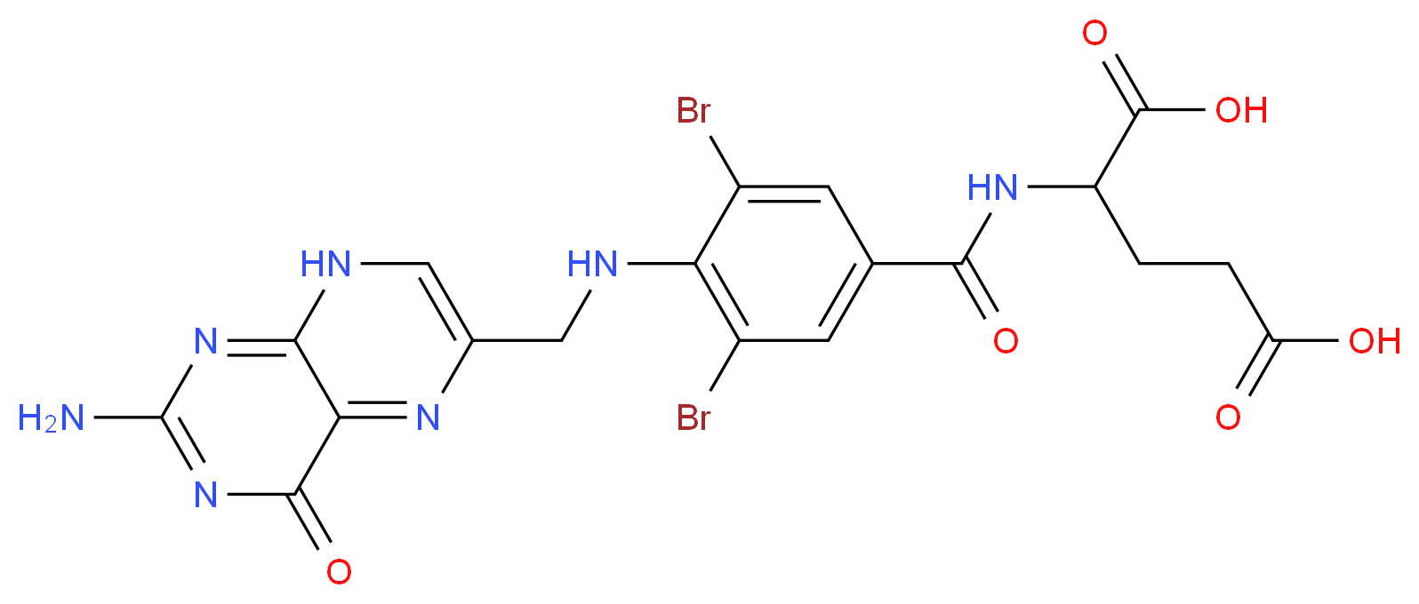 2-[(4-{[(2-amino-4-oxo-4,8-dihydropteridin-6-yl)methyl]amino}-3,5-dibromophenyl)formamido]pentanedioic acid_分子结构_CAS_2536-53-0