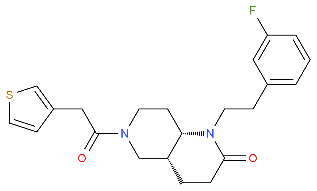 (4aR*,8aS*)-1-[2-(3-fluorophenyl)ethyl]-6-(3-thienylacetyl)octahydro-1,6-naphthyridin-2(1H)-one_分子结构_CAS_)