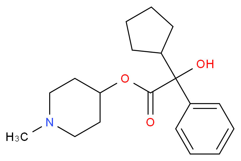 1-methylpiperidin-4-yl 2-cyclopentyl-2-hydroxy-2-phenylacetate_分子结构_CAS_37830-21-0