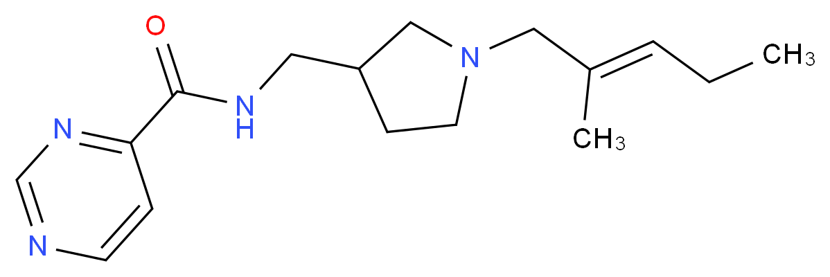 N-({1-[(2E)-2-methylpent-2-en-1-yl]pyrrolidin-3-yl}methyl)pyrimidine-4-carboxamide_分子结构_CAS_)