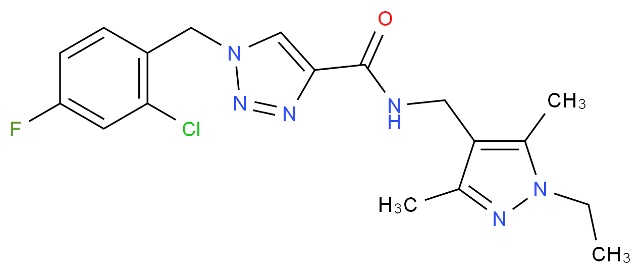 1-(2-chloro-4-fluorobenzyl)-N-[(1-ethyl-3,5-dimethyl-1H-pyrazol-4-yl)methyl]-1H-1,2,3-triazole-4-carboxamide_分子结构_CAS_)