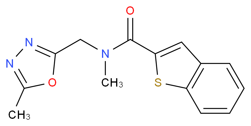 N-methyl-N-[(5-methyl-1,3,4-oxadiazol-2-yl)methyl]-1-benzothiophene-2-carboxamide_分子结构_CAS_)