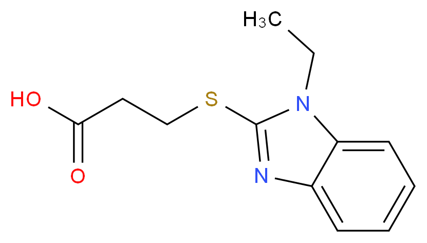 3-[(1-ethyl-1H-1,3-benzodiazol-2-yl)sulfanyl]propanoic acid_分子结构_CAS_51099-68-4