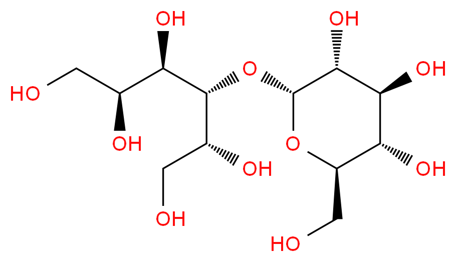 (2S,3R,4R,5R)-4-{[(2R,3R,4S,5S,6R)-3,4,5-trihydroxy-6-(hydroxymethyl)oxan-2-yl]oxy}hexane-1,2,3,5,6-pentol_分子结构_CAS_585-88-6