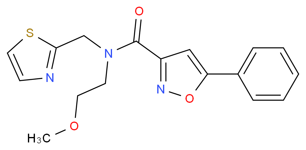 N-(2-methoxyethyl)-5-phenyl-N-(1,3-thiazol-2-ylmethyl)-3-isoxazolecarboxamide_分子结构_CAS_)