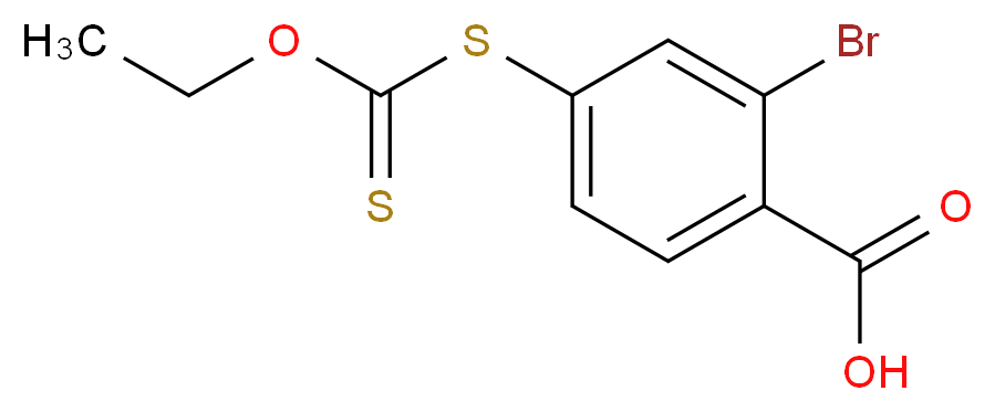 2-bromo-4-[(ethoxymethanethioyl)sulfanyl]benzoic acid_分子结构_CAS_1076199-58-0