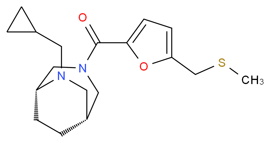 (1R*,5R*)-6-(cyclopropylmethyl)-3-{5-[(methylthio)methyl]-2-furoyl}-3,6-diazabicyclo[3.2.2]nonane_分子结构_CAS_)