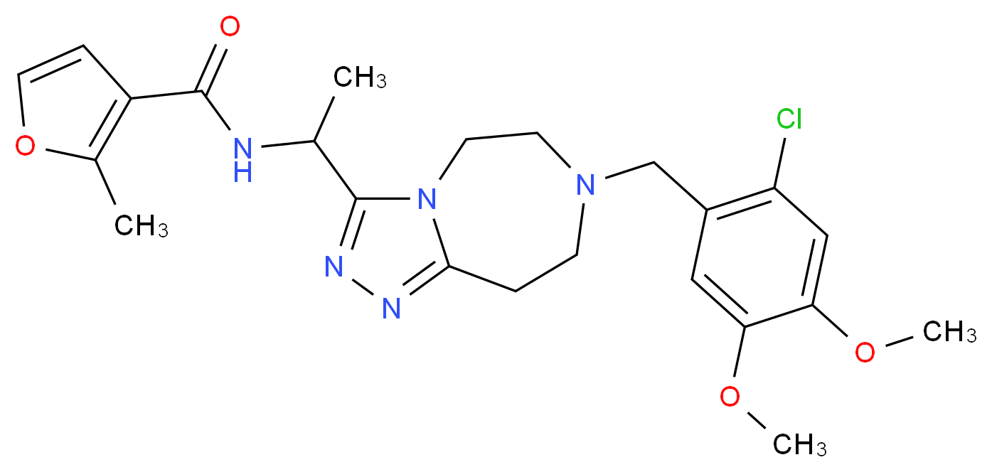 N-{1-[7-(2-chloro-4,5-dimethoxybenzyl)-6,7,8,9-tetrahydro-5H-[1,2,4]triazolo[4,3-d][1,4]diazepin-3-yl]ethyl}-2-methyl-3-furamide_分子结构_CAS_)