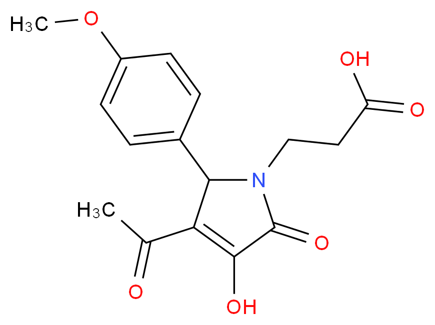 3-[3-acetyl-4-hydroxy-2-(4-methoxyphenyl)-5-oxo-2,5-dihydro-1H-pyrrol-1-yl]propanoic acid_分子结构_CAS_370584-35-3