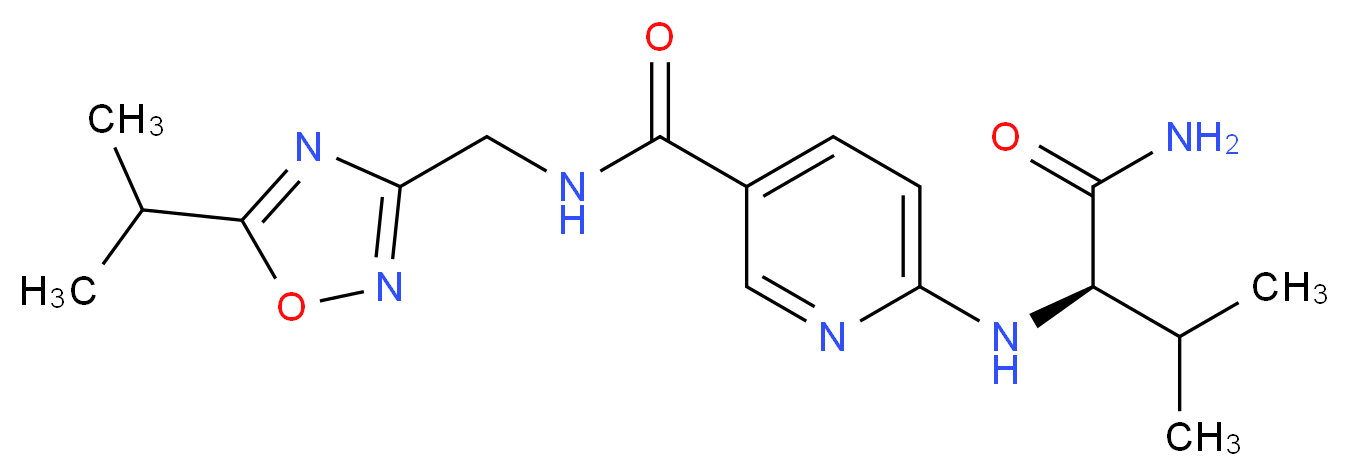 6-{[(1R)-1-(aminocarbonyl)-2-methylpropyl]amino}-N-[(5-isopropyl-1,2,4-oxadiazol-3-yl)methyl]nicotinamide (non-preferred name)_分子结构_CAS_)