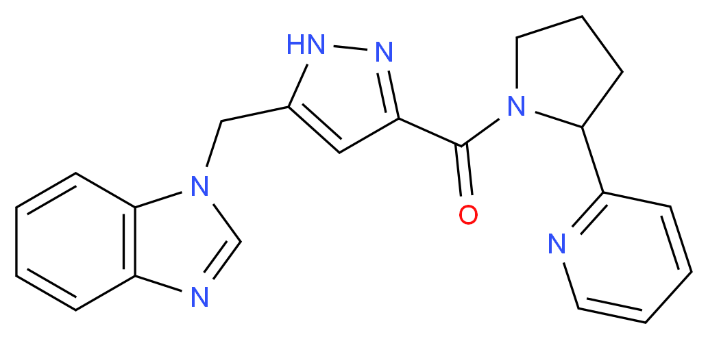 1-[(3-{[2-(2-pyridinyl)-1-pyrrolidinyl]carbonyl}-1H-pyrazol-5-yl)methyl]-1H-benzimidazole_分子结构_CAS_)