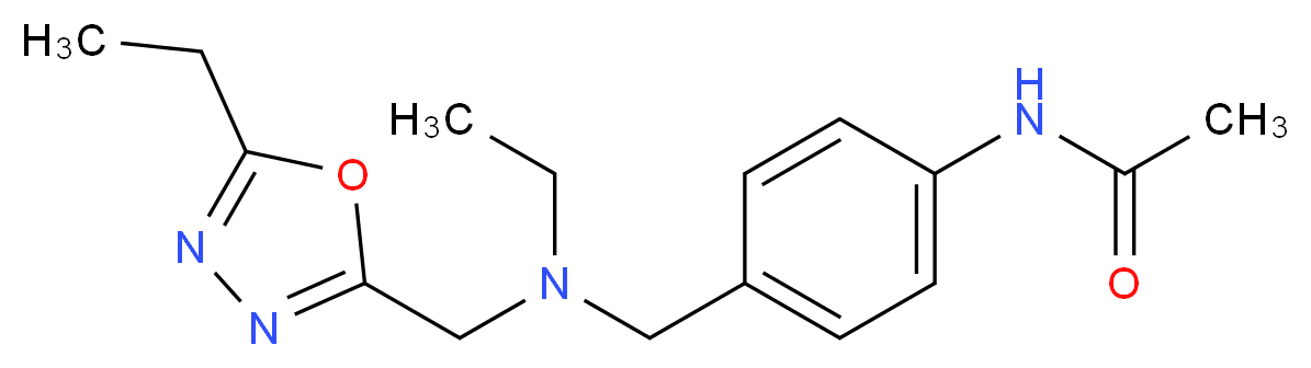 N-[4-({ethyl[(5-ethyl-1,3,4-oxadiazol-2-yl)methyl]amino}methyl)phenyl]acetamide_分子结构_CAS_)