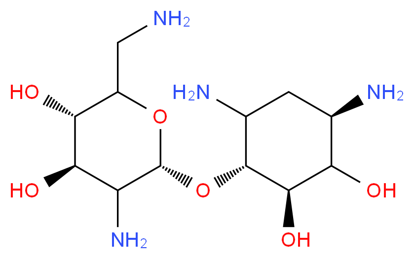 (3S,4R,6R)-5-amino-2-(aminomethyl)-6-{[(1R,2R,4R)-4,6-diamino-2,3-dihydroxycyclohexyl]oxy}oxane-3,4-diol_分子结构_CAS_15446-43-2