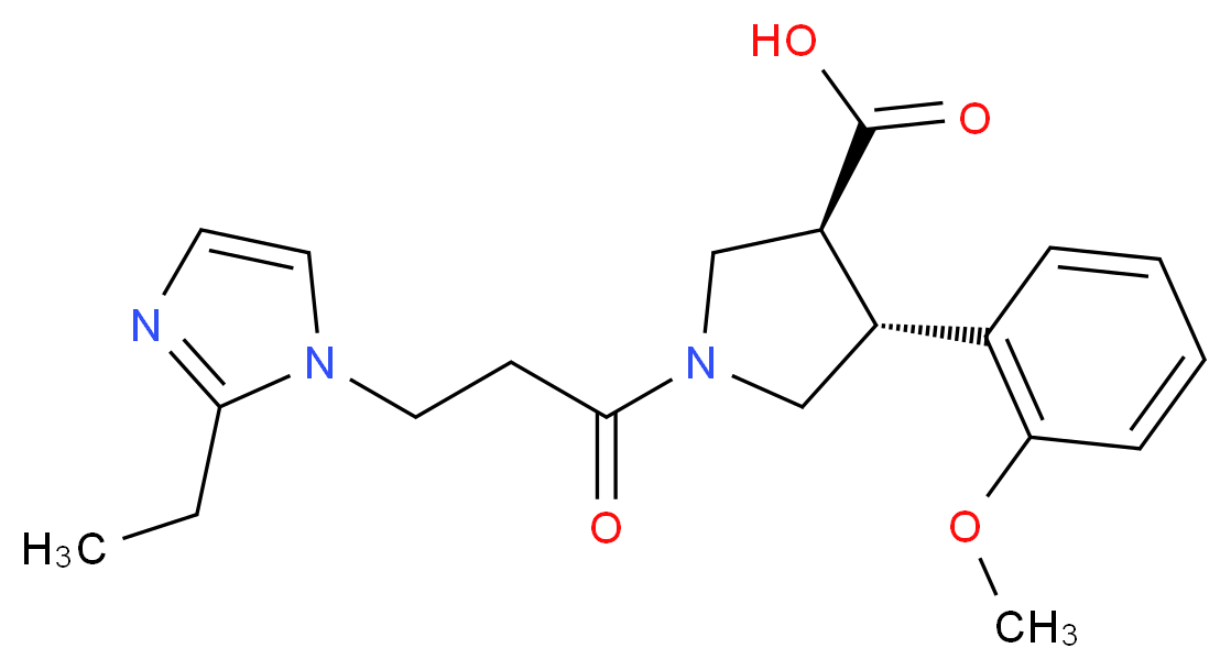 (3S*,4R*)-1-[3-(2-ethyl-1H-imidazol-1-yl)propanoyl]-4-(2-methoxyphenyl)pyrrolidine-3-carboxylic acid_分子结构_CAS_)