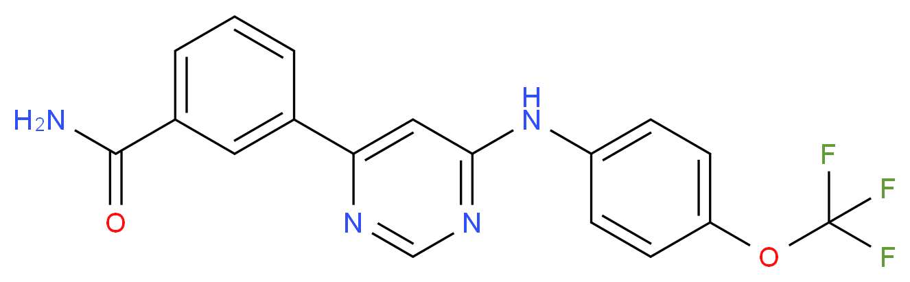 3-(6-{[4-(trifluoromethoxy)phenyl]amino}pyrimidin-4-yl)benzamide_分子结构_CAS_778270-11-4