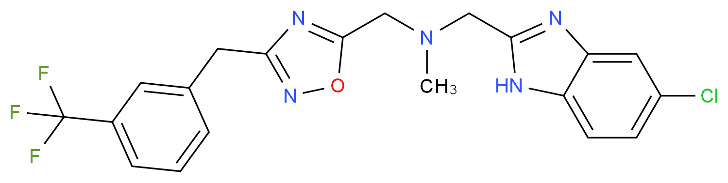 1-(5-chloro-1H-benzimidazol-2-yl)-N-methyl-N-({3-[3-(trifluoromethyl)benzyl]-1,2,4-oxadiazol-5-yl}methyl)methanamine_分子结构_CAS_)