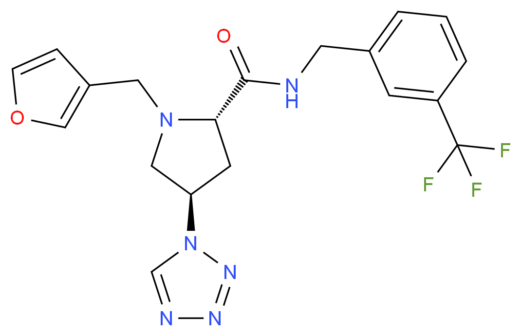 (4R)-1-(3-furylmethyl)-4-(1H-tetrazol-1-yl)-N-[3-(trifluoromethyl)benzyl]-L-prolinamide_分子结构_CAS_)