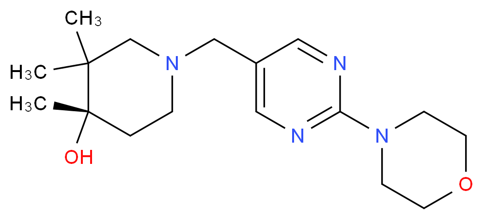 (4S*)-3,3,4-trimethyl-1-[(2-morpholin-4-ylpyrimidin-5-yl)methyl]piperidin-4-ol_分子结构_CAS_)
