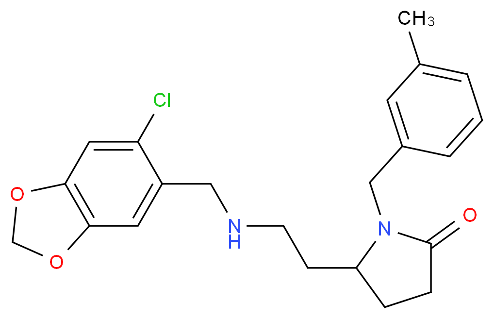 5-(2-{[(6-chloro-1,3-benzodioxol-5-yl)methyl]amino}ethyl)-1-(3-methylbenzyl)-2-pyrrolidinone_分子结构_CAS_)