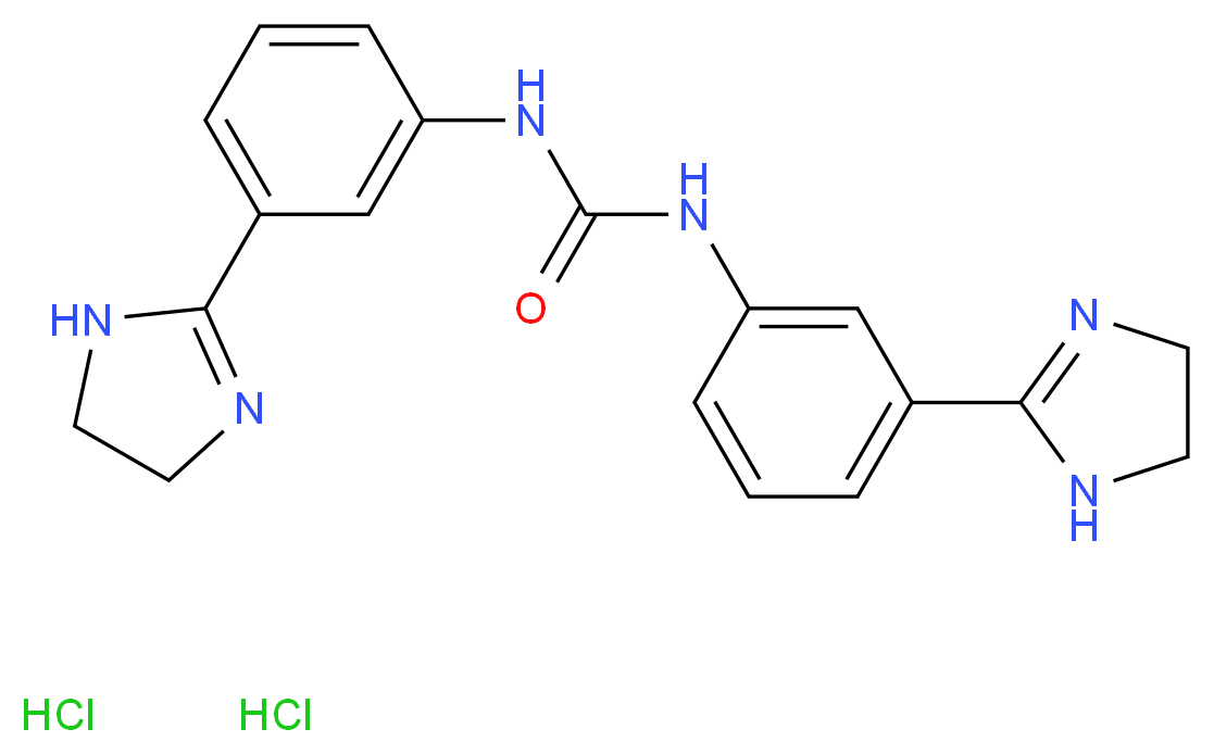 1,3-bis(3-(4,5-dihydro-1h-imidazol-2-yl)phenyl)urea dihydrochloride_分子结构_CAS_5318-76-3)