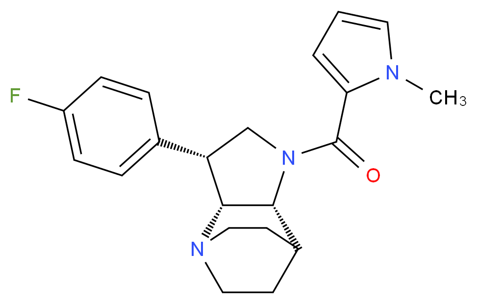 (3R*,3aR*,7aR*)-3-(4-fluorophenyl)-1-[(1-methyl-1H-pyrrol-2-yl)carbonyl]octahydro-4,7-ethanopyrrolo[3,2-b]pyridine_分子结构_CAS_)