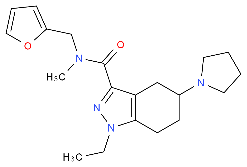 1-ethyl-N-(2-furylmethyl)-N-methyl-5-(1-pyrrolidinyl)-4,5,6,7-tetrahydro-1H-indazole-3-carboxamide_分子结构_CAS_)