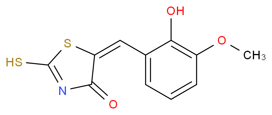 (5E)-5-(2-Hydroxy-3-methoxybenzylidene)-2-mercapto-1,3-thiazol-4(5H)-one_分子结构_CAS_99972-65-3)