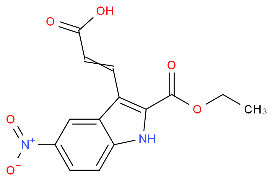 ETHYL 3-(2-CARBOXY-VINYL)-5-NITRO-1H-INDOLE-2-CARBOXYLATE_分子结构_CAS_885273-59-6)