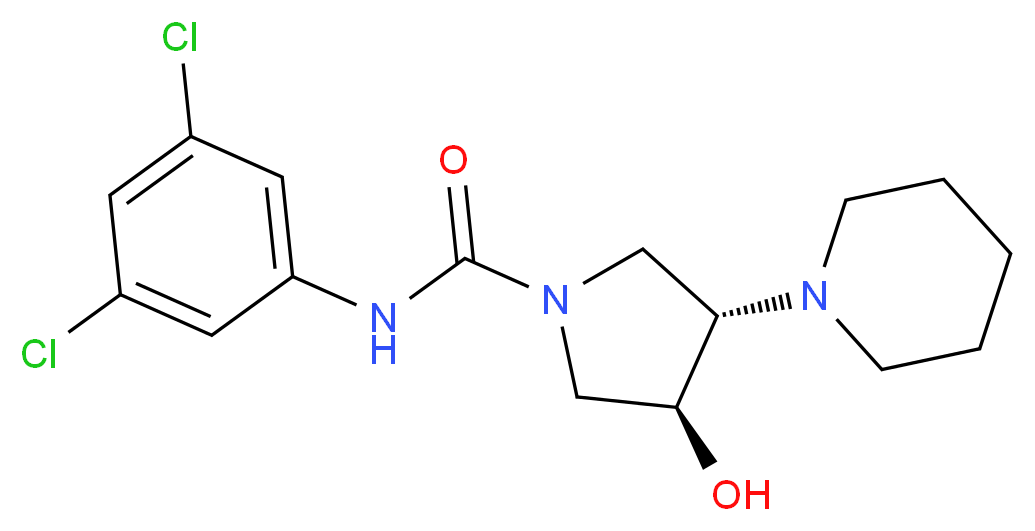 (3S*,4S*)-N-(3,5-dichlorophenyl)-3-hydroxy-4-piperidin-1-ylpyrrolidine-1-carboxamide_分子结构_CAS_)