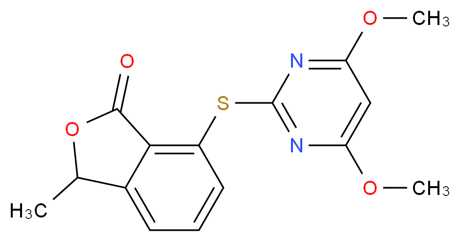 7-[(4,6-dimethoxypyrimidin-2-yl)sulfanyl]-3-methyl-1,3-dihydro-2-benzofuran-1-one_分子结构_CAS_135186-78-6