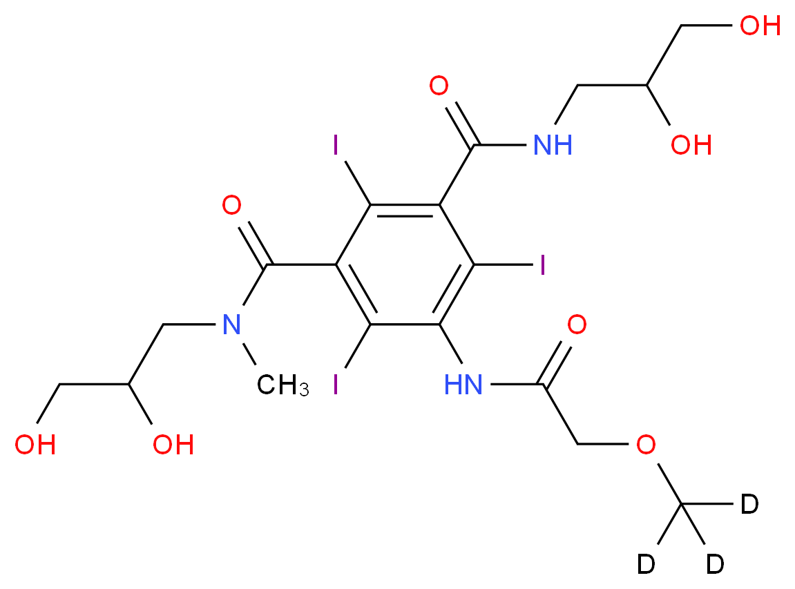 1-N,3-N-bis(2,3-dihydroxypropyl)-2,4,6-triiodo-5-[2-(<sup>2</sup>H<sub>3</sub>)methoxyacetamido]-1-N-methylbenzene-1,3-dicarboxamide_分子结构_CAS_1189947-73-6